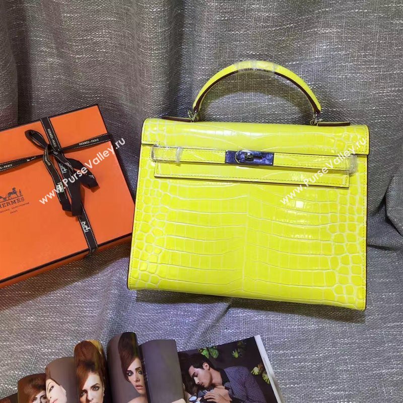Hermes crocodile yellow Kelly bags 5237