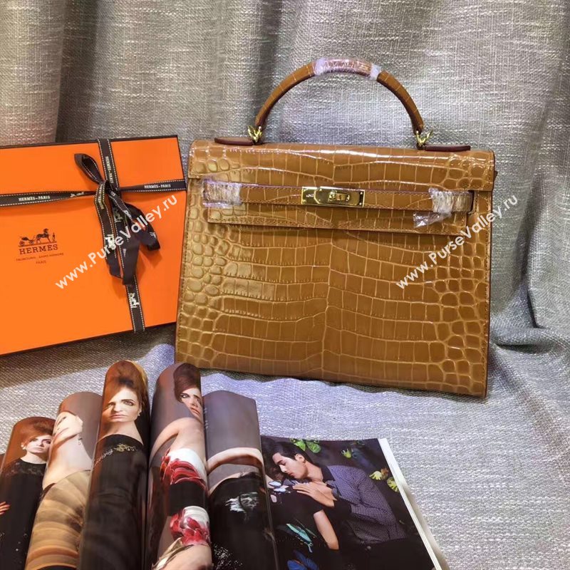 Hermes crocodile tan Kelly bags 5238