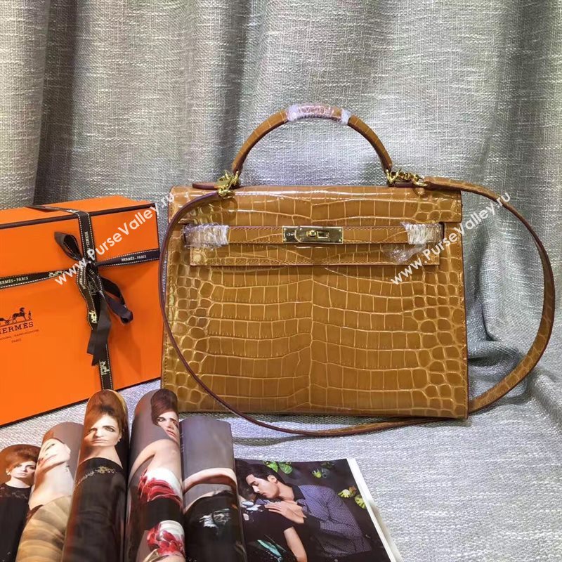 Hermes crocodile tan Kelly bags 5238