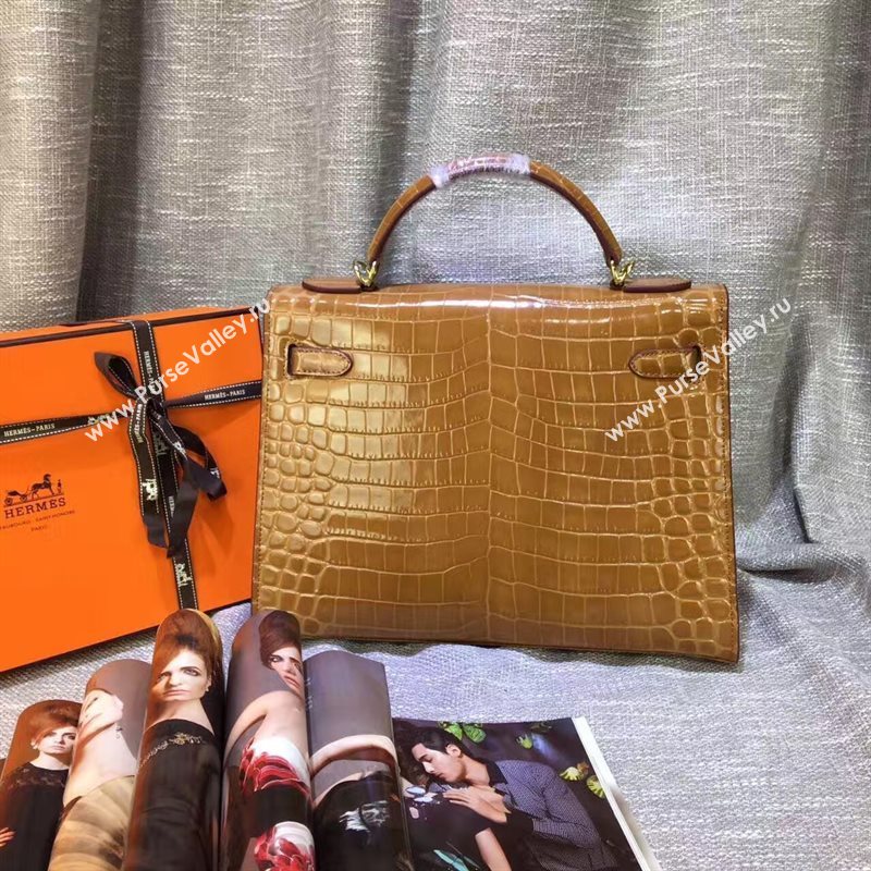 Hermes crocodile tan Kelly bags 5238