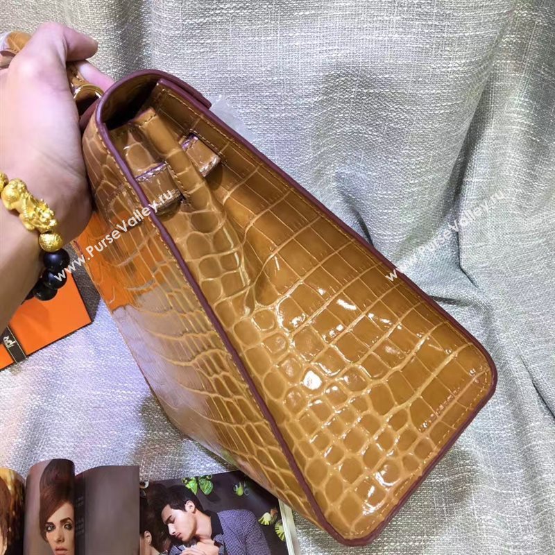 Hermes crocodile tan Kelly bags 5238
