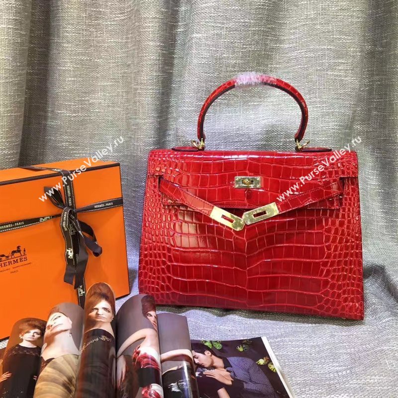 Hermes crocodile red Kelly bags 5239
