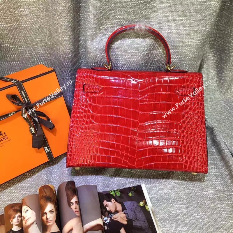 Hermes crocodile red Kelly bags 5239