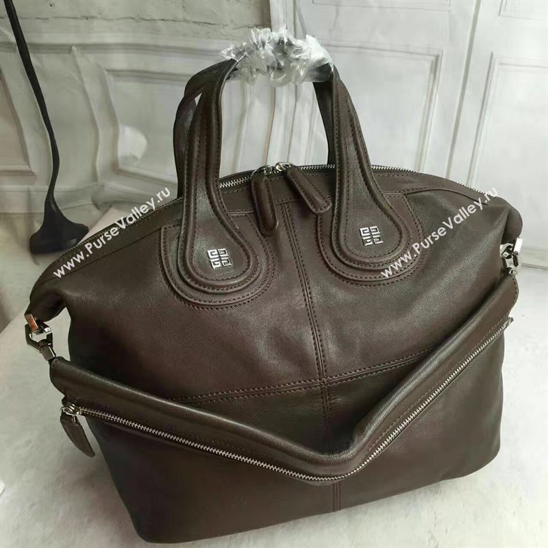 Givenchy large dark coffee nightingale lambskin bag 5383