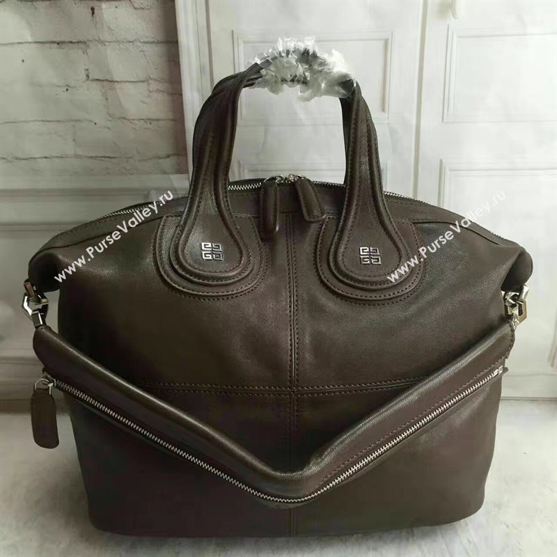 Givenchy large dark coffee nightingale lambskin bag 5383