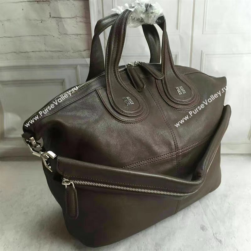 Givenchy large dark coffee nightingale lambskin bag 5383