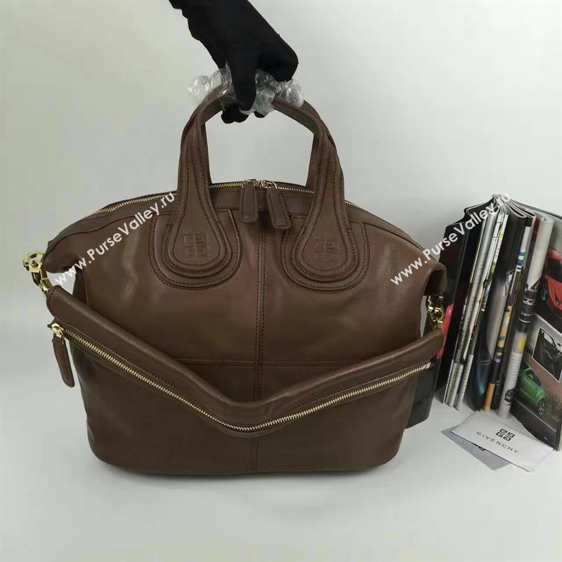 Givenchy large dark coffee nightingale lambskin bag 5384