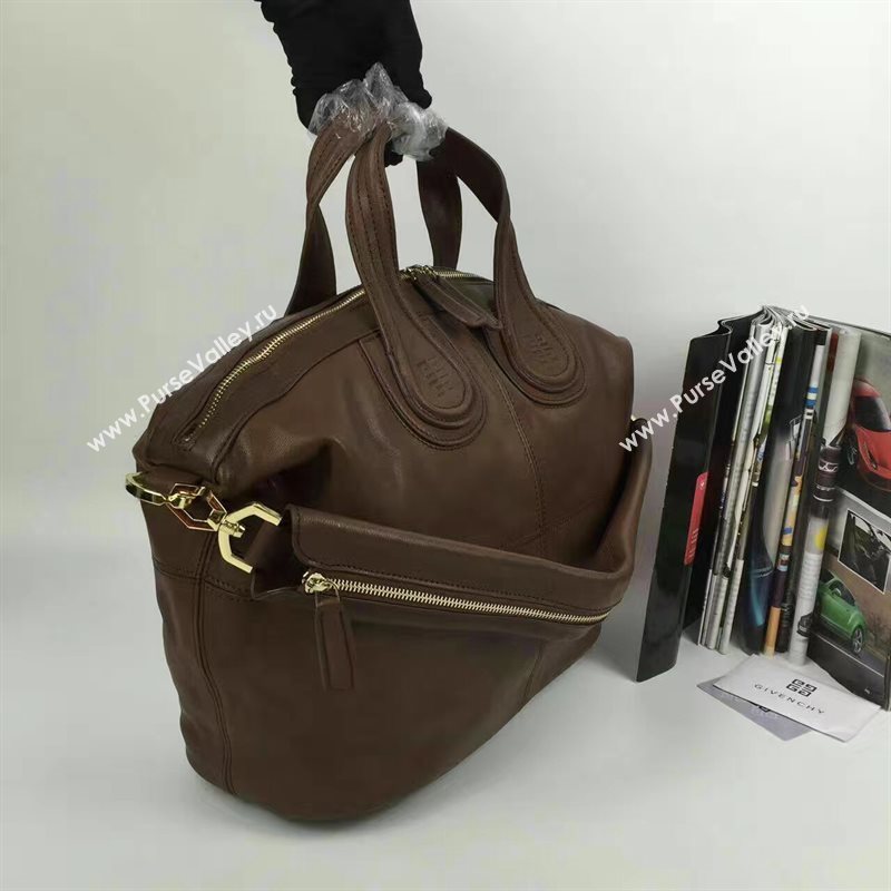 Givenchy large dark coffee nightingale lambskin bag 5384