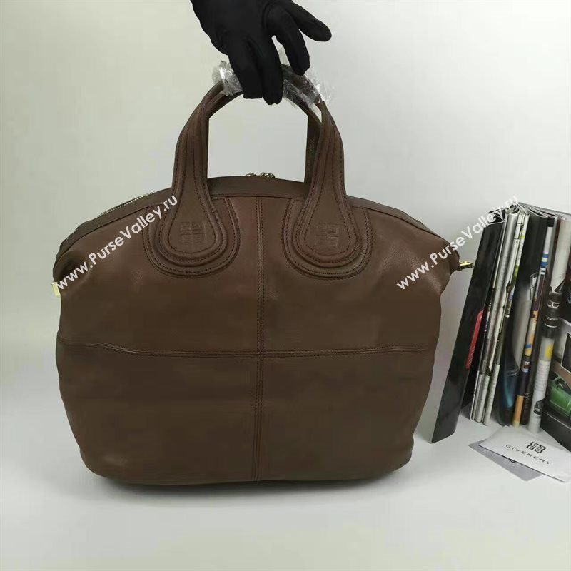 Givenchy large dark coffee nightingale lambskin bag 5384