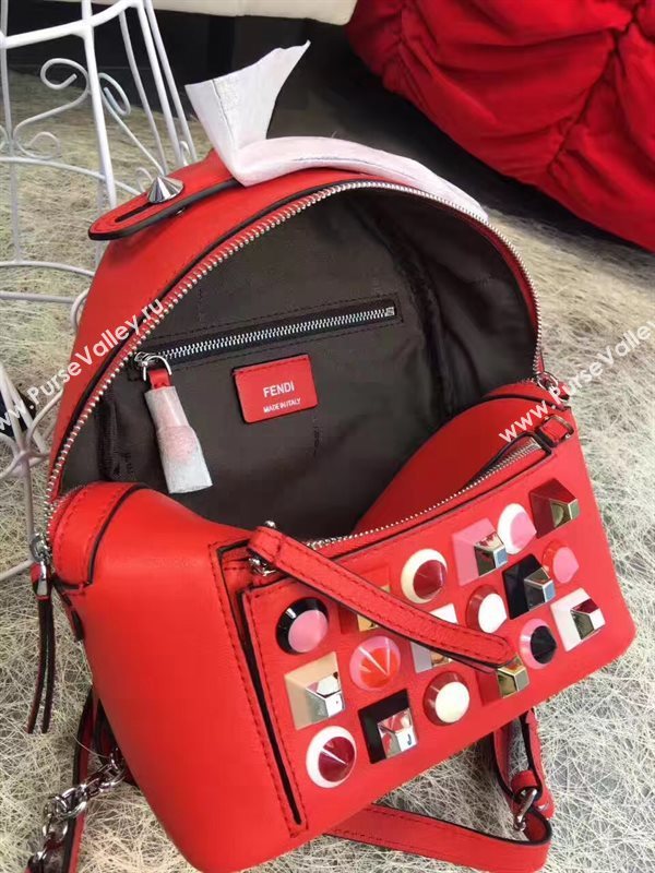 Fendi peekaboo mini red backpack bag 5446