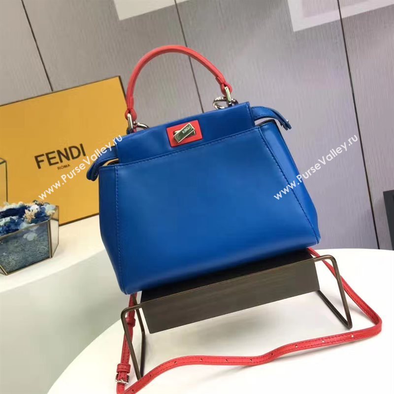 Fendi mini peekaboo blue red v bag 5457