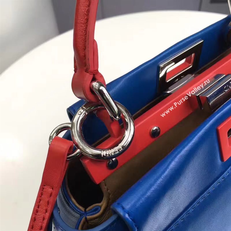 Fendi mini peekaboo blue red v bag 5457