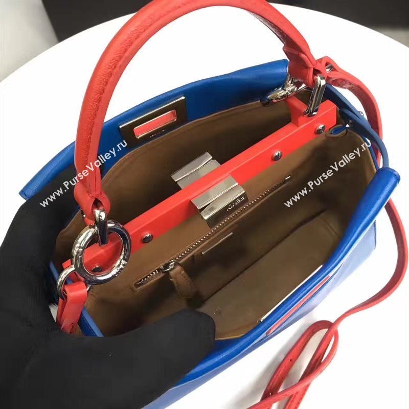 Fendi mini peekaboo blue red v bag 5457