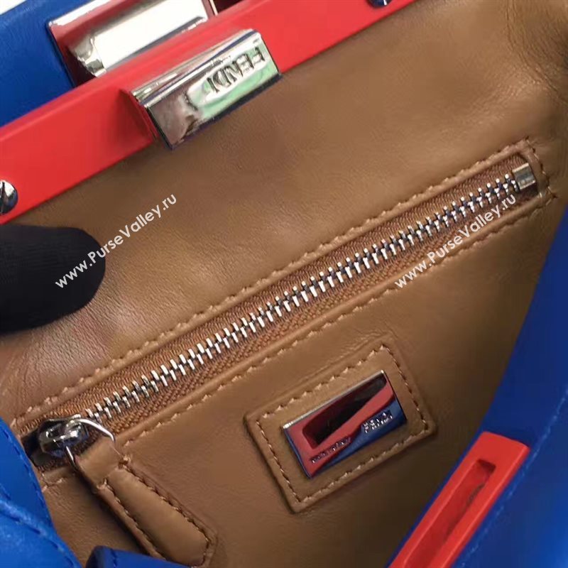 Fendi mini peekaboo blue red v bag 5457