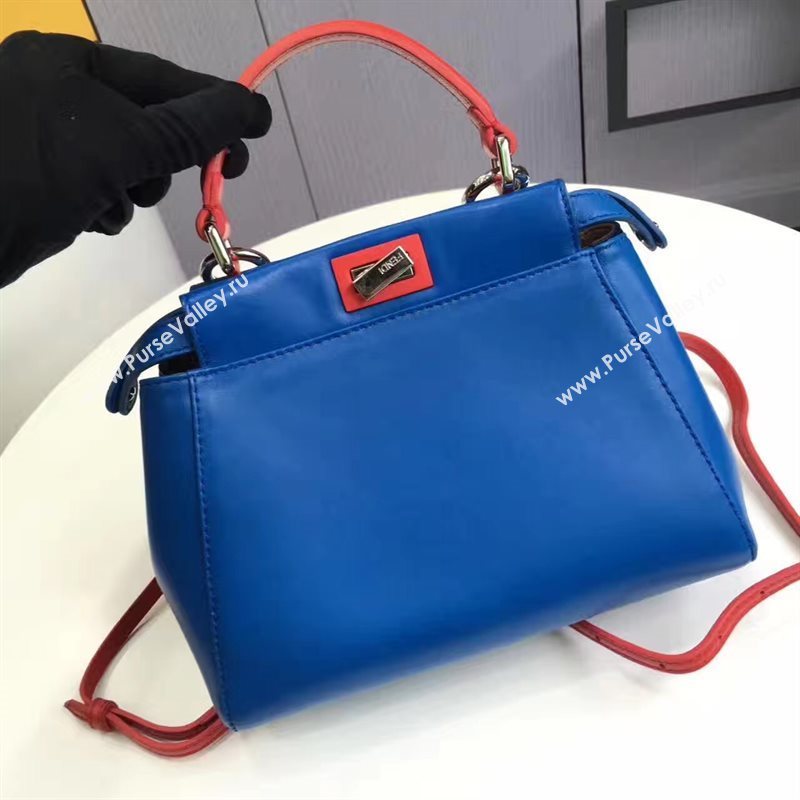 Fendi mini peekaboo blue red v bag 5457