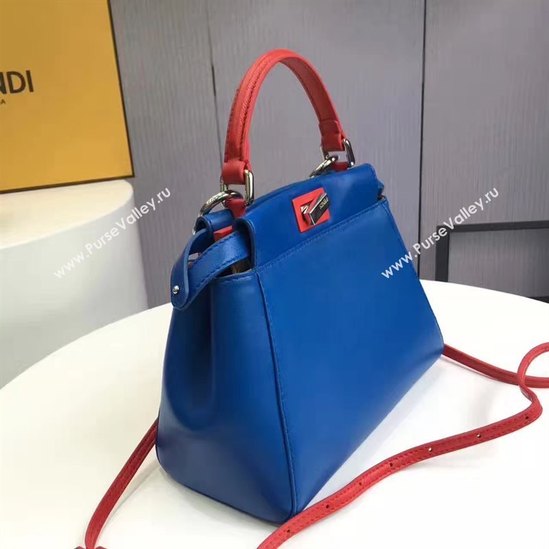 Fendi mini peekaboo blue red v bag 5457