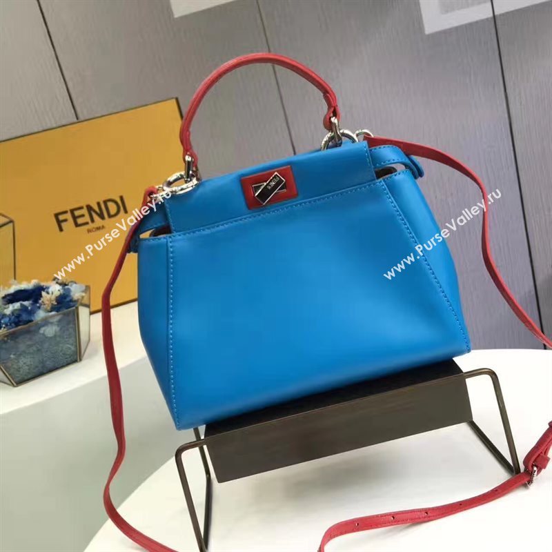 Fendi mini peekaboo blue red v bag 5459