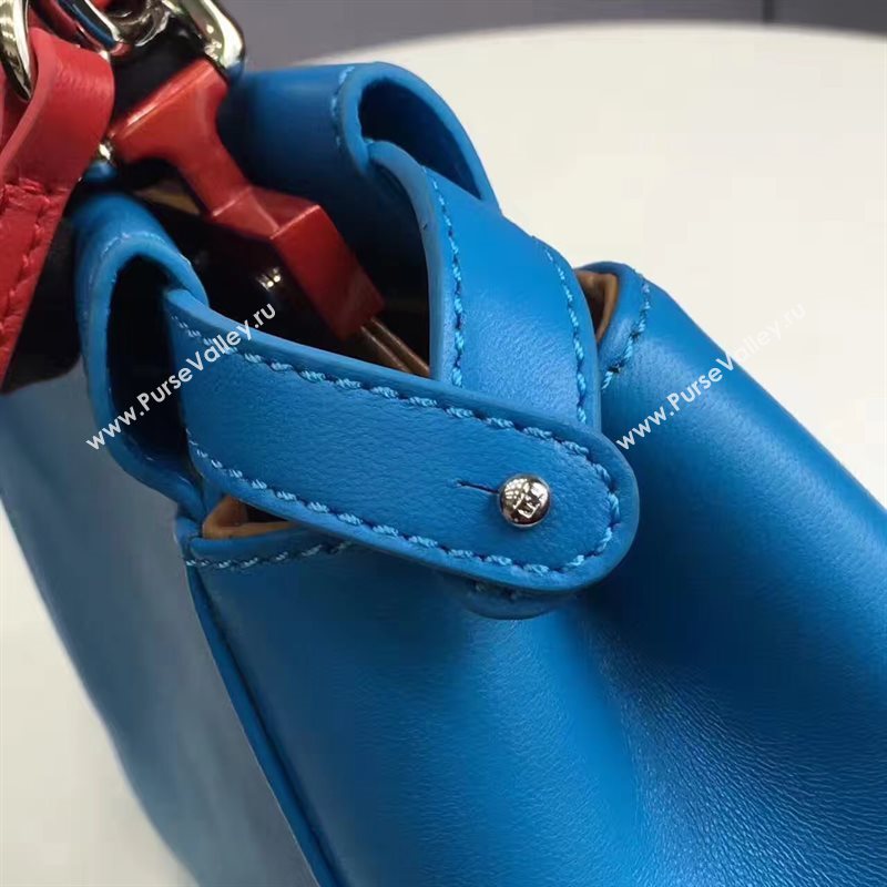 Fendi mini peekaboo blue red v bag 5459