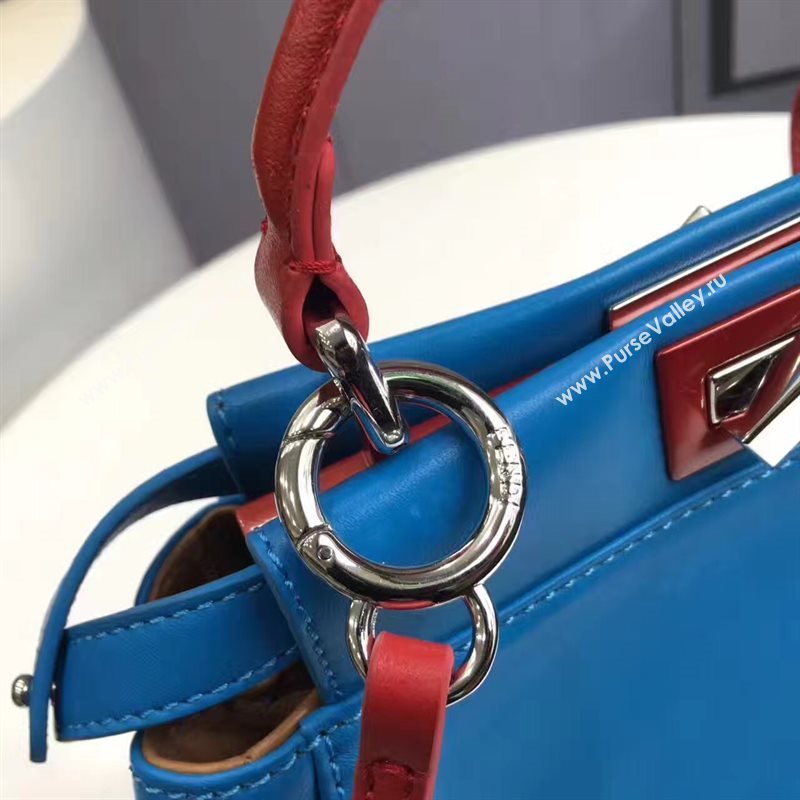 Fendi mini peekaboo blue red v bag 5459