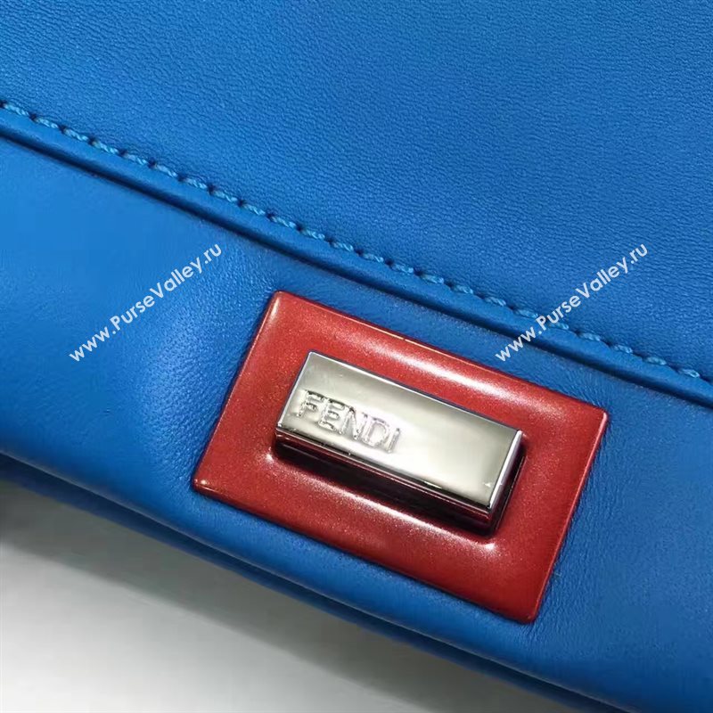 Fendi mini peekaboo blue red v bag 5459