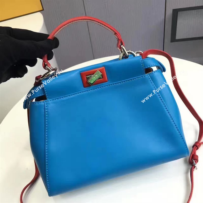 Fendi mini peekaboo blue red v bag 5459