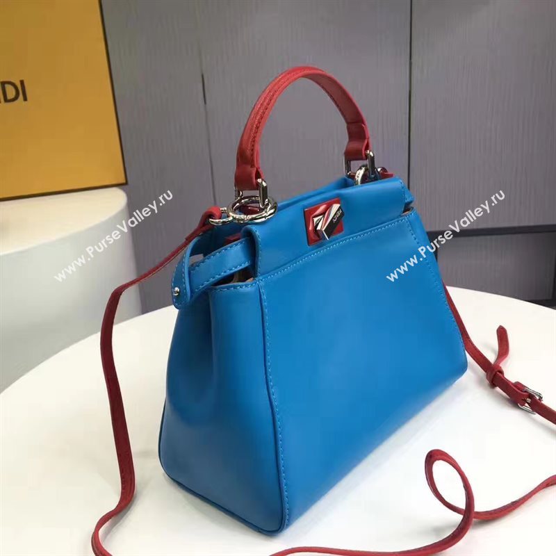 Fendi mini peekaboo blue red v bag 5459