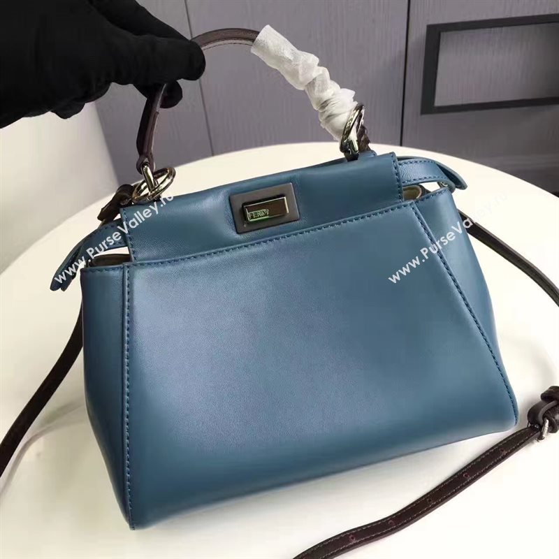 Fendi mini peekaboo blue black v bag 5460