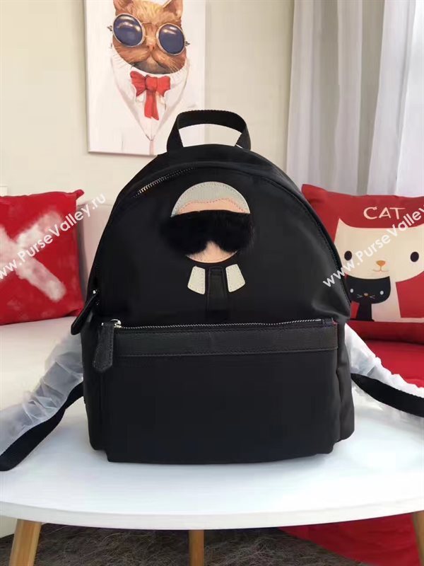 Fendi Waterproof cloth backpack black zipper v bag 5474