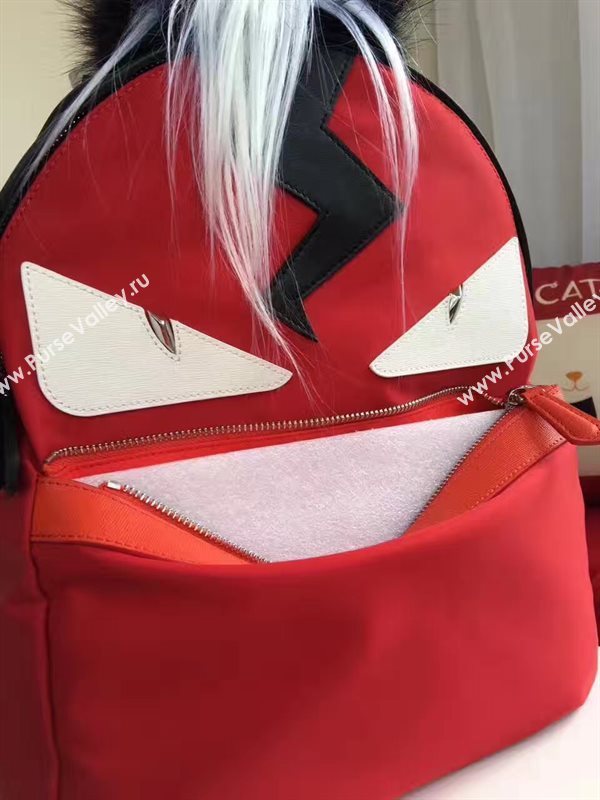 Fendi Waterproof cloth backpack red cream v bag 5478
