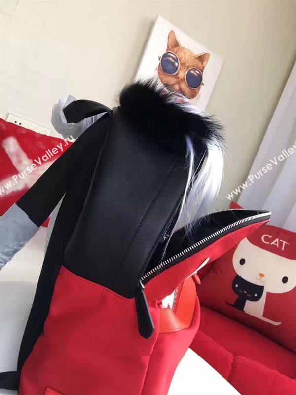 Fendi Waterproof cloth backpack red cream v bag 5478