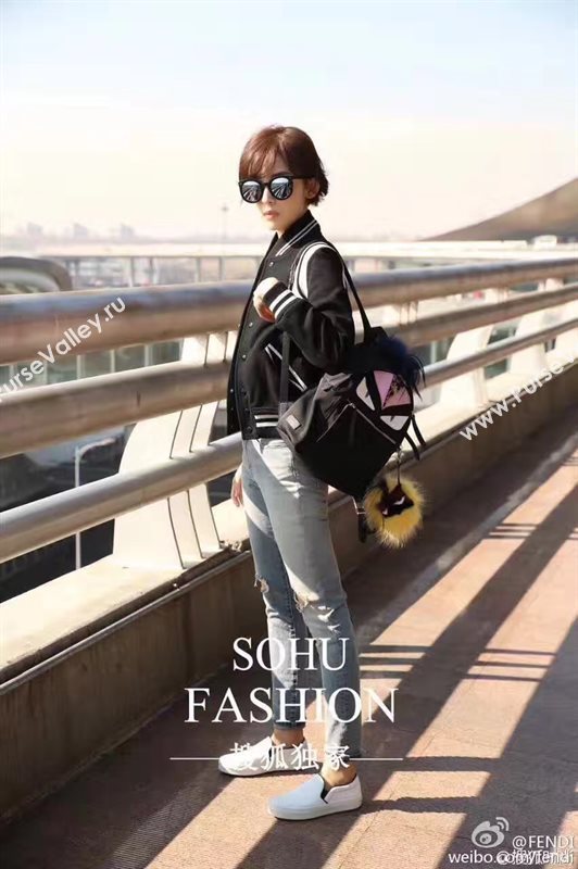 Fendi Waterproof cloth backpack red cream v bag 5478