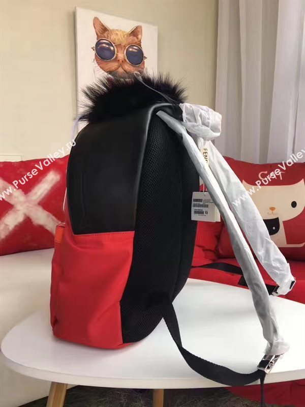 Fendi Waterproof cloth backpack red cream v bag 5478