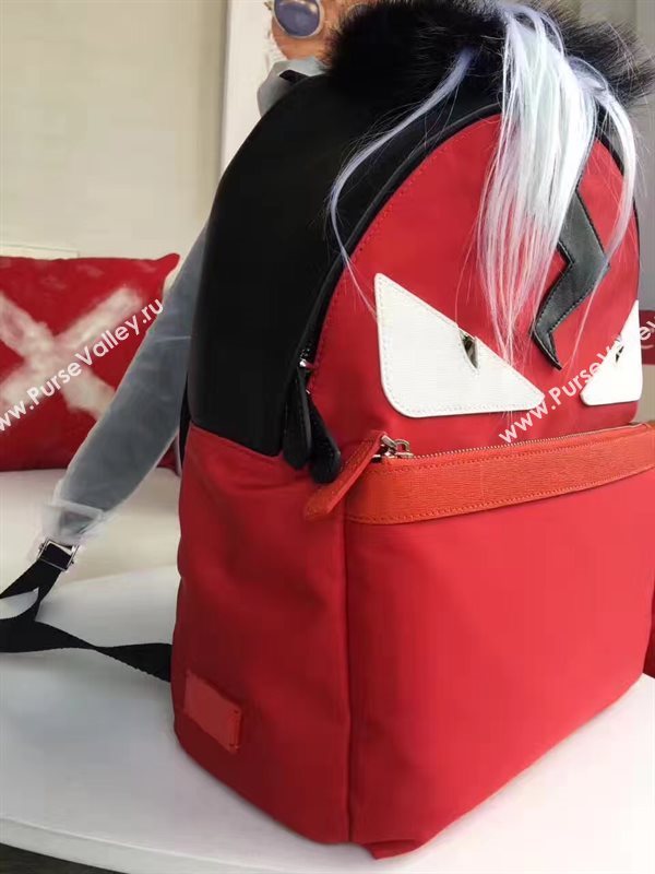 Fendi Waterproof cloth backpack red cream v bag 5478