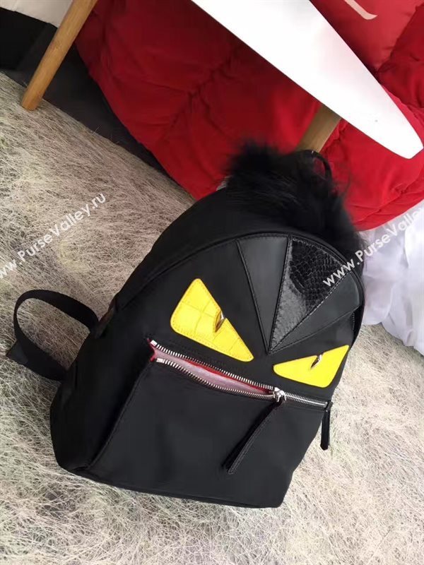 Fendi Waterproof cloth backpack black yellow v bag 5479
