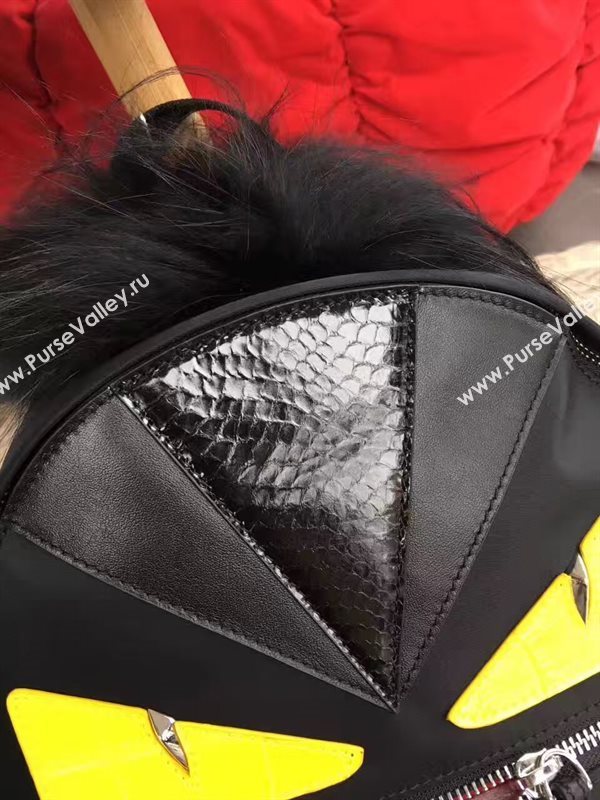 Fendi Waterproof cloth backpack black yellow v bag 5479