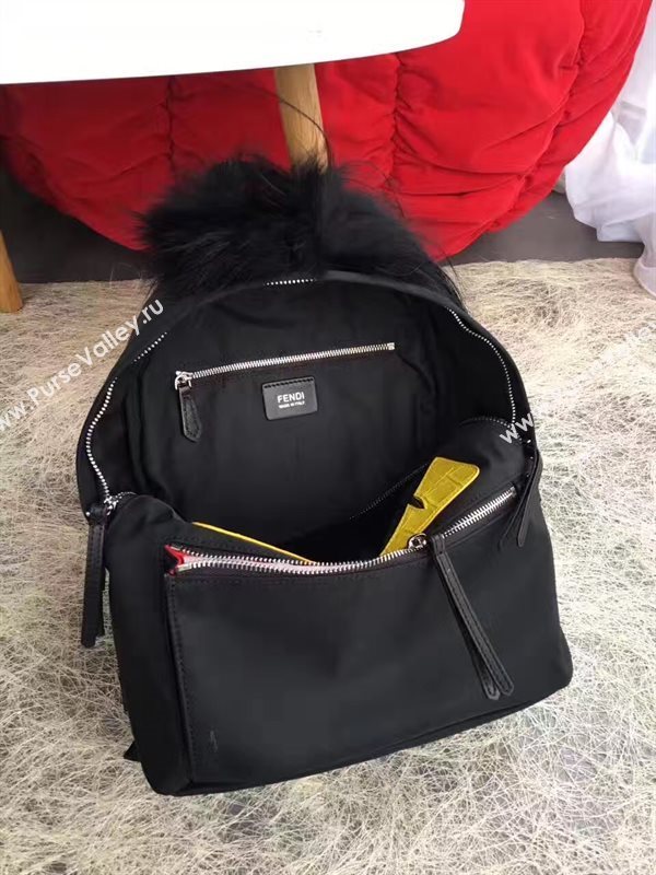 Fendi Waterproof cloth backpack black yellow v bag 5479