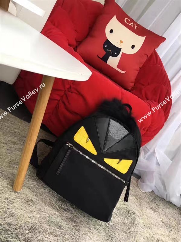 Fendi Waterproof cloth backpack black yellow v bag 5479