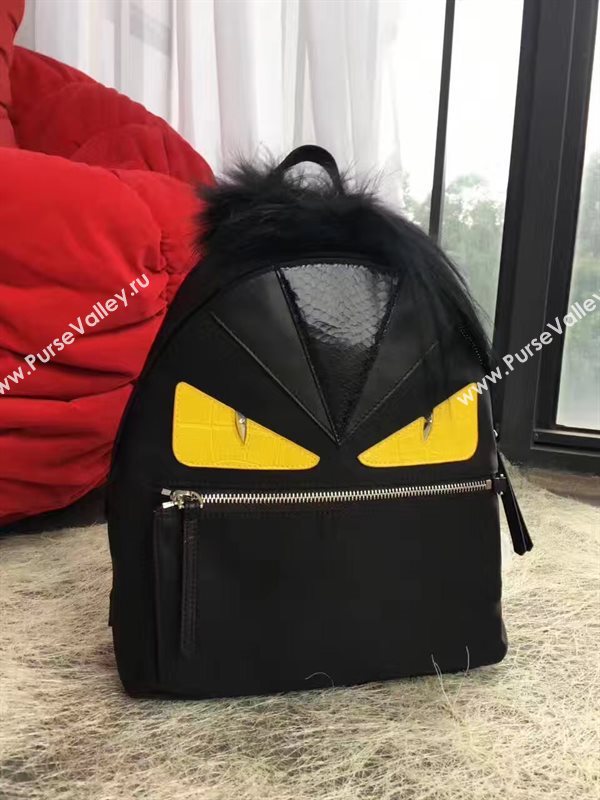 Fendi Waterproof cloth backpack black yellow v bag 5479