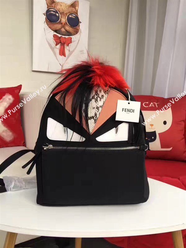 Fendi Waterproof cloth backpack tri red black bag 5480