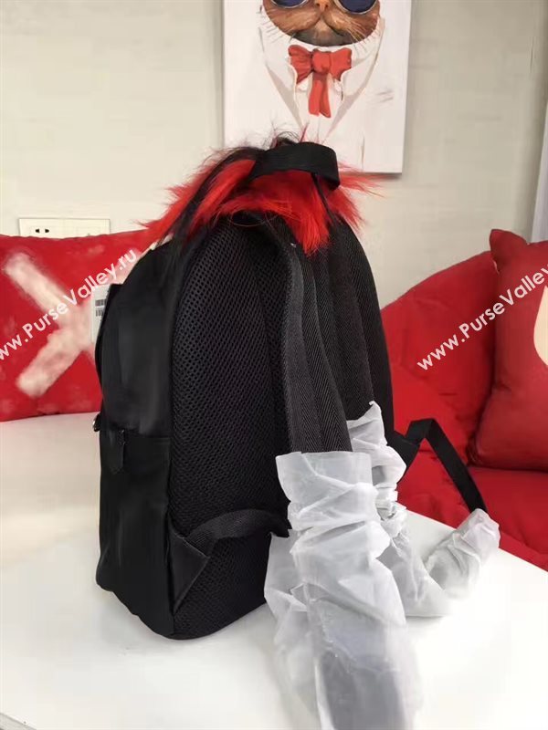 Fendi Waterproof cloth backpack tri red black bag 5480