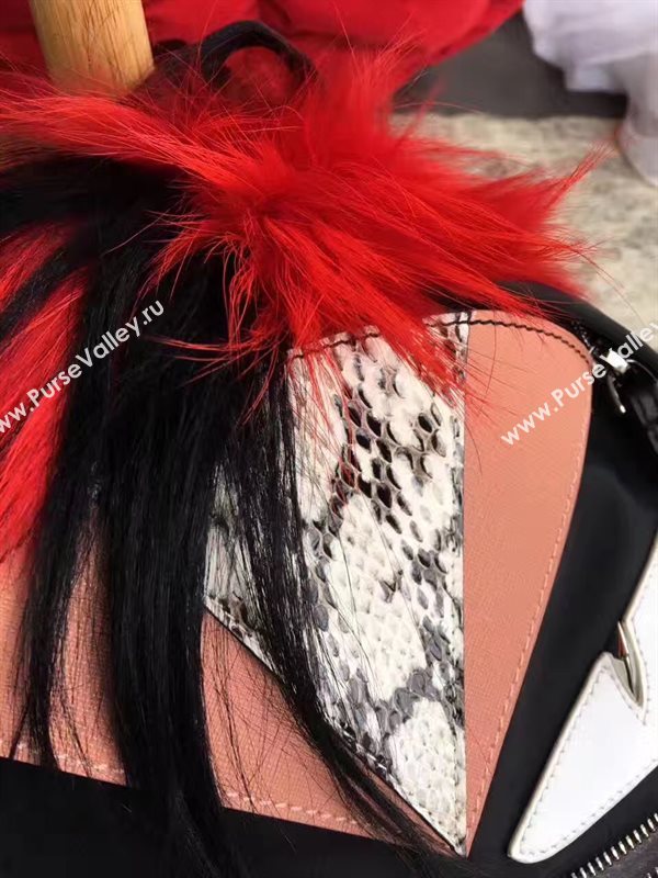 Fendi Waterproof cloth backpack tri red black bag 5480