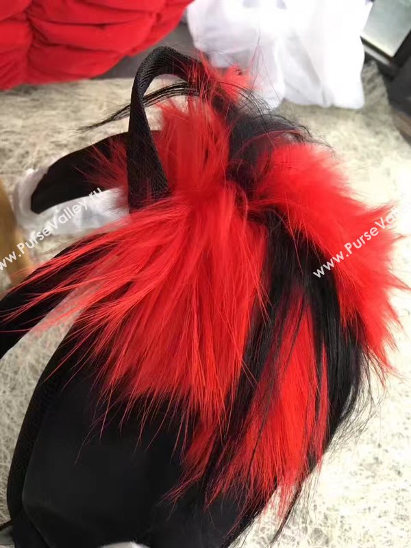 Fendi Waterproof cloth backpack tri red black bag 5480