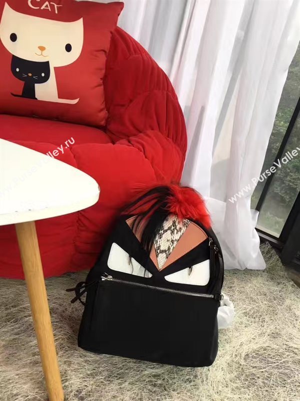 Fendi Waterproof cloth backpack tri red black bag 5480