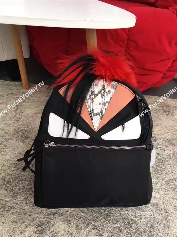 Fendi Waterproof cloth backpack tri red black bag 5480
