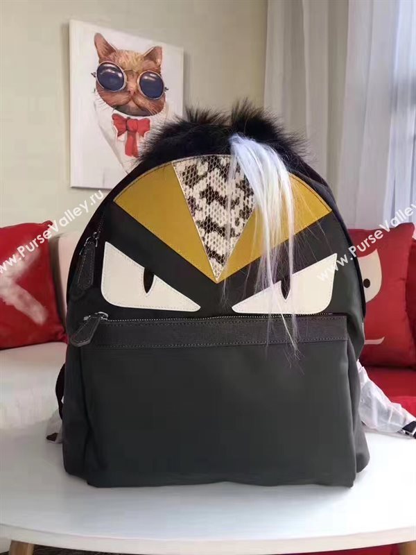 Fendi Waterproof cloth backpack tan black bag 5481