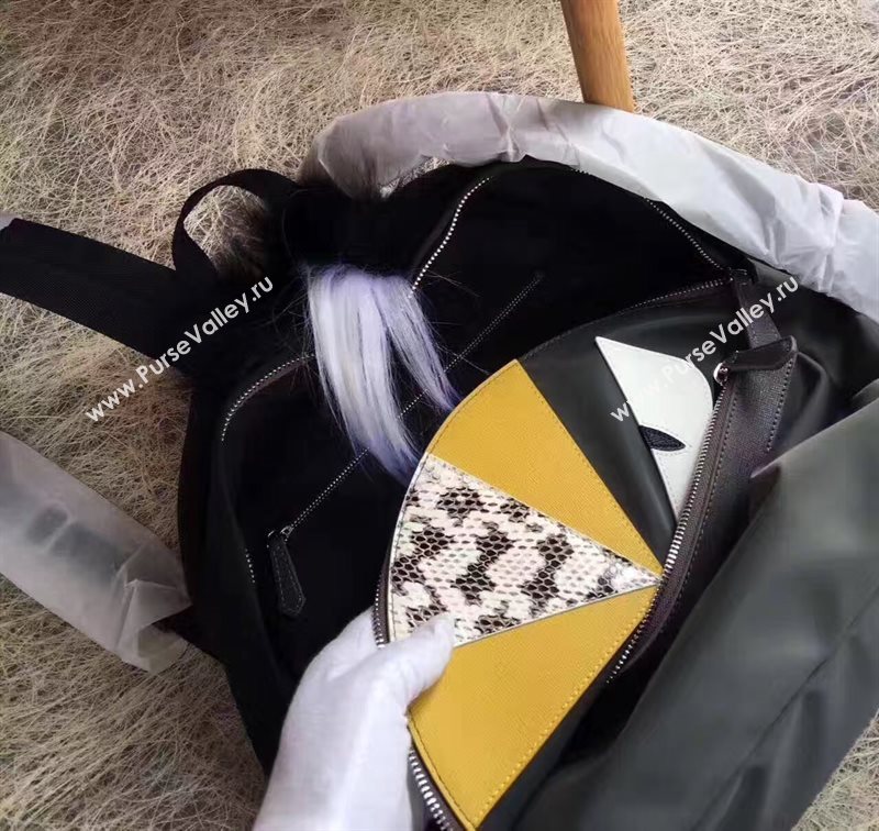 Fendi Waterproof cloth backpack tan black bag 5481