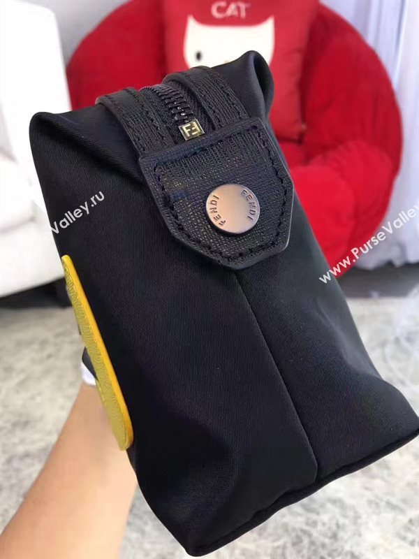 Fendi black clutch yellow bag 5482