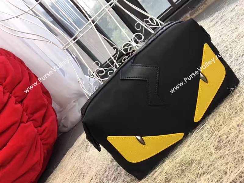 Fendi black clutch yellow bag 5482