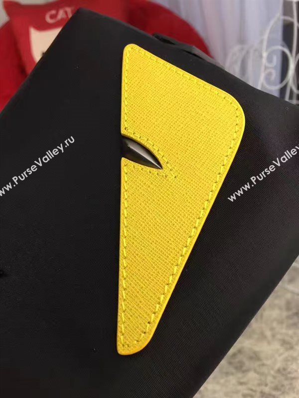 Fendi black clutch yellow bag 5482