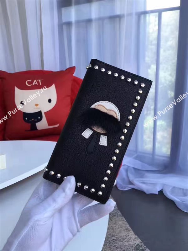 Fendi 2 fold wallet black bag 5486